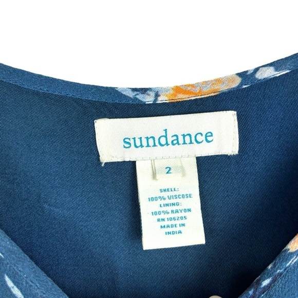 SUNDANCE ON THE BREEZE BLUE FLORAL VISCOSE SLEEVELESS SHARK BITE HEM MAXI DRESS - Picture 11 of 12